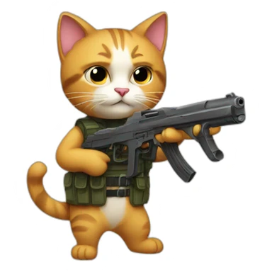 a cat with a gun sticker