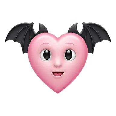 Light pink heart with a black bat sticker