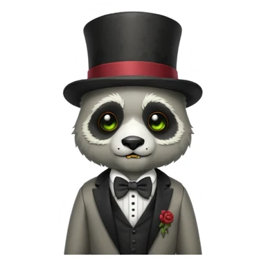 zombie panda with bow tie and top hat sticker