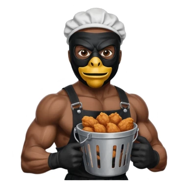 black guy, thug, robber mask, stealing, fried chicken, sticker