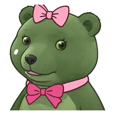 Bear wearing a pink bow sticker
