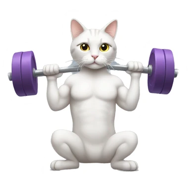 Cat lifting weights sticker