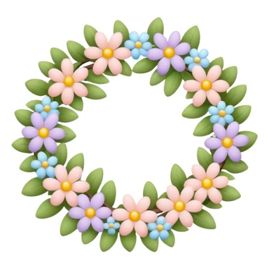 flower wreath with pastel colors, in a shape of an egg sticker