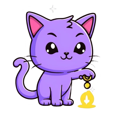 alien cat casting a spell with sparkles and stars sticker
