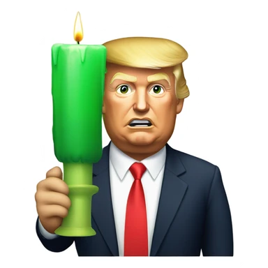 Donald trump holding a stock market green candle sticker