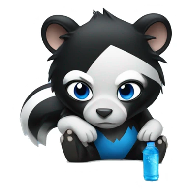 tired Skunk with a blue Powerade sticker