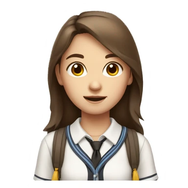 Cute girl in school uniform brown hair  sticker