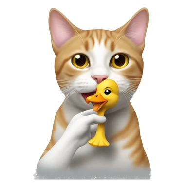 Cat holding a duck toy in her mouth sticker