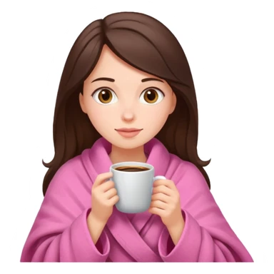 Brunette girl in pink blanket drinking coffee sticker