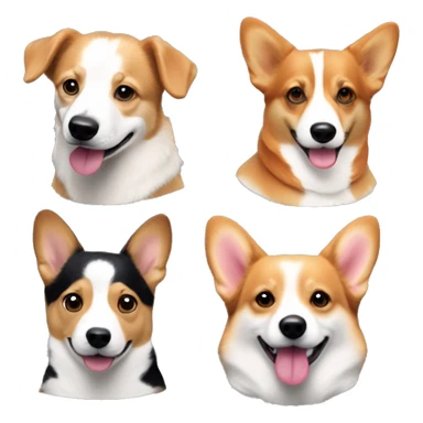 White Woman with straight pink bob hair, white man with curly hair, tricolor corgi and brandle corgi sticker
