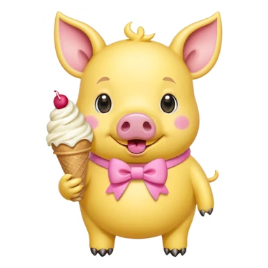yellow pig with ice cream sticker
