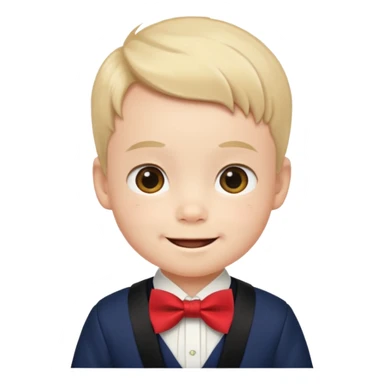 baby guy, wearing japan royal ancient custome, red bow tie sticker