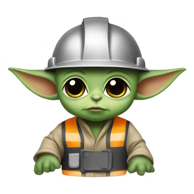 baby yoda foreman In a construction helmet sticker