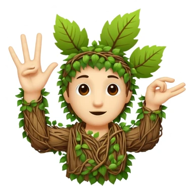 woodland spirit OK hand sign made of vines sticker