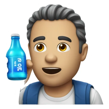 A vile full of blue soda sticker