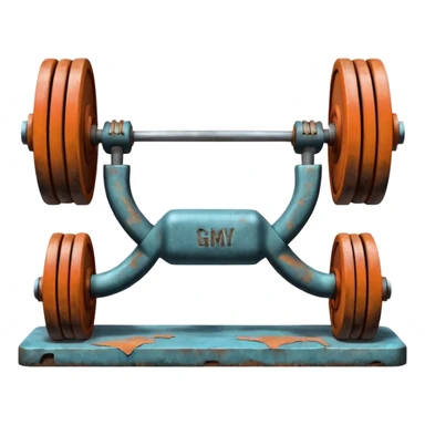 Gym facade with a sign featuring giant weights. sticker