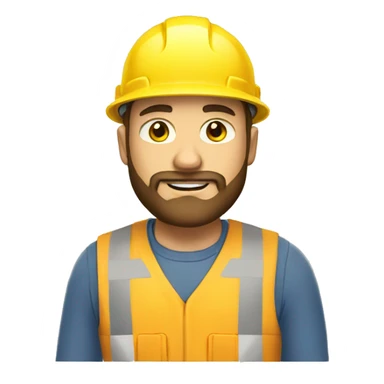 A braver man, with beard, white skin, with a construction hat yellow sticker
