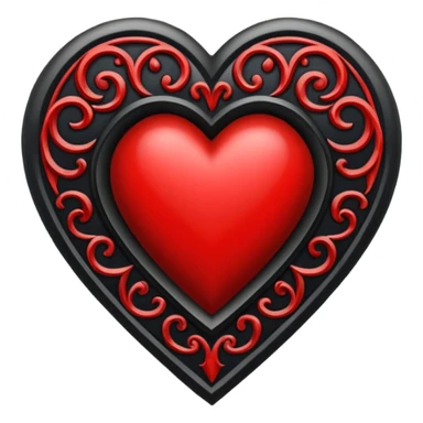 Can you make a heart with a gothic design, I want black and blood red colors . In the middle of the heart there should be the letter I sticker