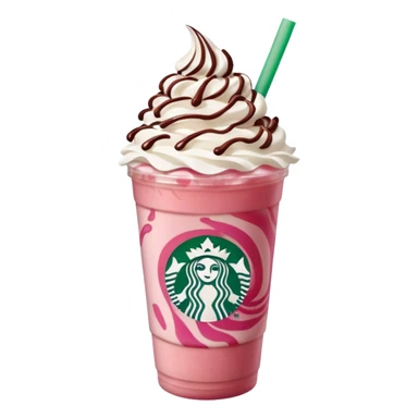 Strawberry Starbucks frappe with strawberry jam at the bottom with whipped cream and chocolate drizzle sticker