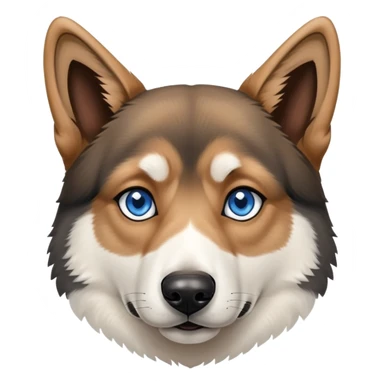 German shepherd husky with one blue eye and one brown e sticker