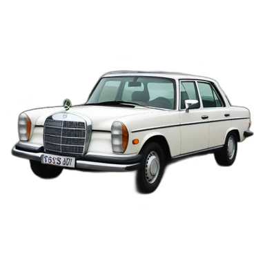 trip around galicia in a old white mercedes benz w115 seafood sticker