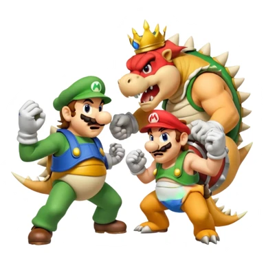 Mario and Luigi fitting bowser trying to save princess peach sticker