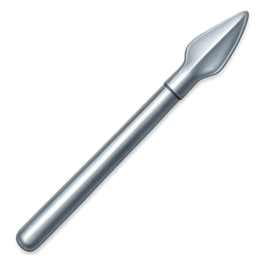 Recolor this iron spear to steel: make it slightly lighter, crisp, and shiny, keep the same shape, realistic metallic steel, emoji style, transparent background. sticker