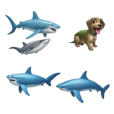 Un chien sur une tortue et sur un requin sticker