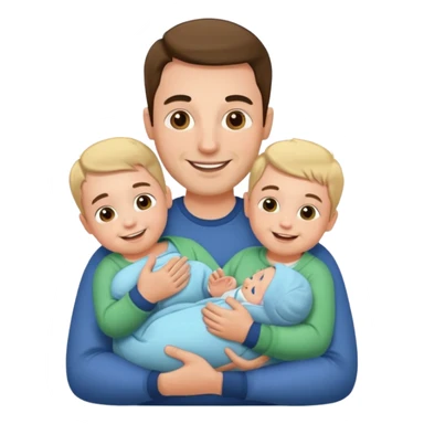 man with three babies sticker
