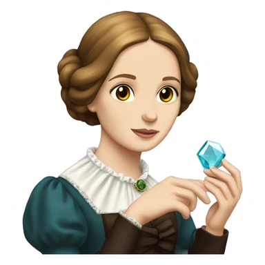 Charlotte Bronte holding a gem in her hand sticker