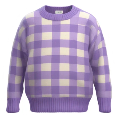 Sage and lilac checkered cropped oversize wool sweater, isolated sticker