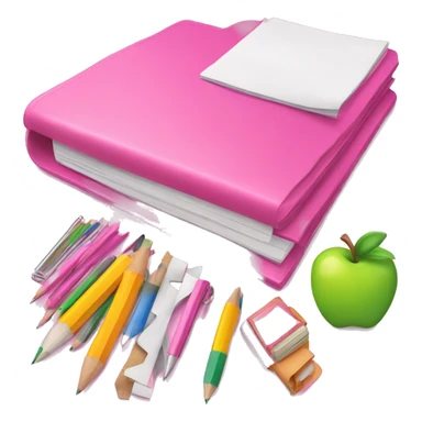 pink school supplies sticker