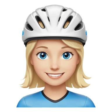 joven rubio con casco de bicicleta, ojos azules y feliz sticker