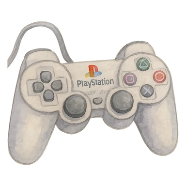 watercolor style PlayStation 1 Controller Prototype Game sticker