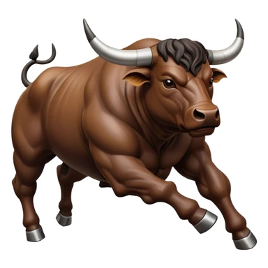 Cinematic Realistic depiction of a powerful Spanish charging bull, rendered with dynamic muscle definition and detailed, textured hide, set against a dramatic backdrop with intense, action-packed lighting sticker