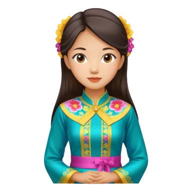Asian girl wearing traditional ao dai Vietnamese clothes sticker