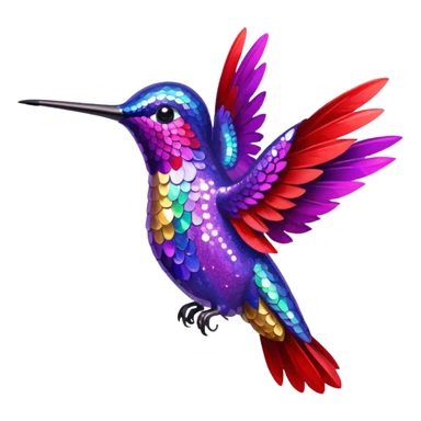 hummingbird with red and purple with glitter sticker