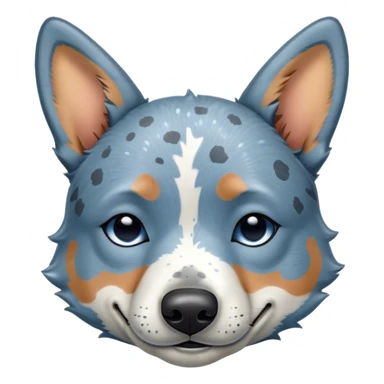 Meme-Worthy Cute Sleeping Blue Speckle Australian Cattle Dog Portrait Emoji, Head resting peacefully with a contented smile, showcasing a robust build and a luxuriously soft blue speckle Fur, eyes shut in a serene nap, Simplified yet hilariously adorable features, highly detailed, glowing with a soft, drowsy light, high shine, relaxed and utterly lovable, stylized with an air of playful laziness, bright and heartwarming, soft glowing outline, capturing the essence of a comically sleepy herder, so meme-worthy it feels like it could instantly become the next viral sensation of adorable slumber! sticker