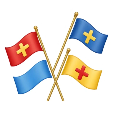 create a flag where the layout is like georgian one big cross for corner. the big cross i want is yellow and top right blue too left red bottom right red bottom left blue sticker