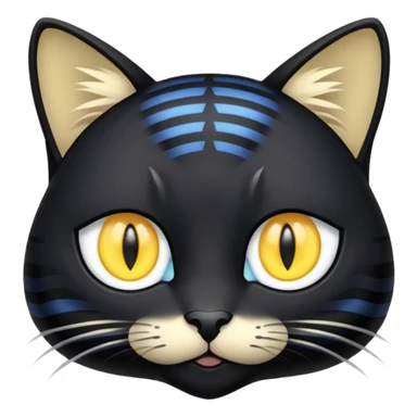 Gato preto do olho amarelo e branco do olho azul com pequenas rajas amarelas bem clarinho sticker
