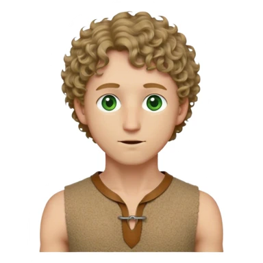 medieval summer outfit worn by a DnD themed fantasy male character. thin, sleeveless wool tunic with a small keyhole opening at the neckline, tied shut with a leather string. clothes only above the waist. The clothes full waist. The character's haven't arms. character is white-skinned, dark blonde hair, green eyes, short curly hair. sticker