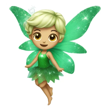 fairy with green dress and green sparkling wings blowing fairy dust sticker