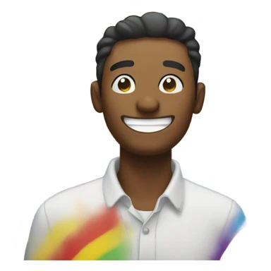 man smiling and winking and puking rainbow sticker