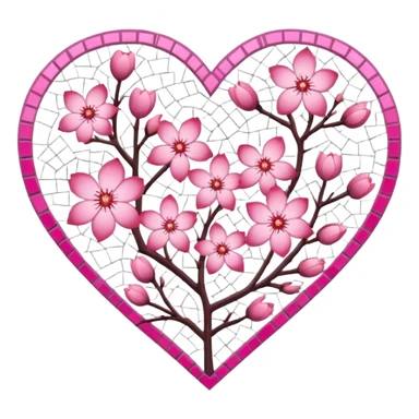 sakura heart with a mosaic pattern sticker
