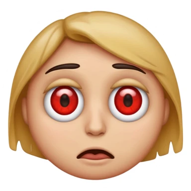 emoji with big red eyes, looks like hasn't slept for 2 days, tired, messy, dark circles under eyes sticker