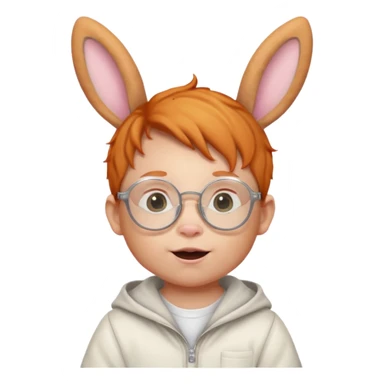 bunny ear wearing ginger small baby spectacled sticker