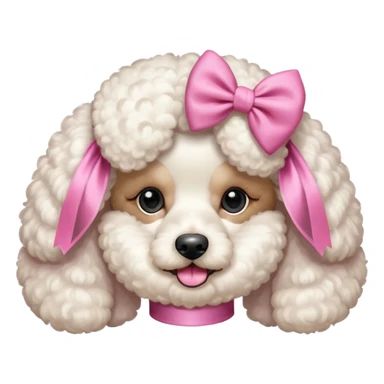 Crie um poddle com um laço rosa estilo ios sticker