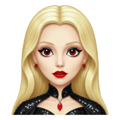 Countess Dracula with long blonde hair, black sequin outfit  sticker