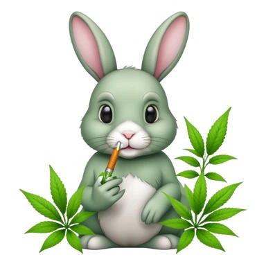 Bunny smoking marijuana with a spring flower theme with marijuana plants sticker
