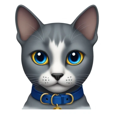 Black cat with dark blue collar with bell  sticker